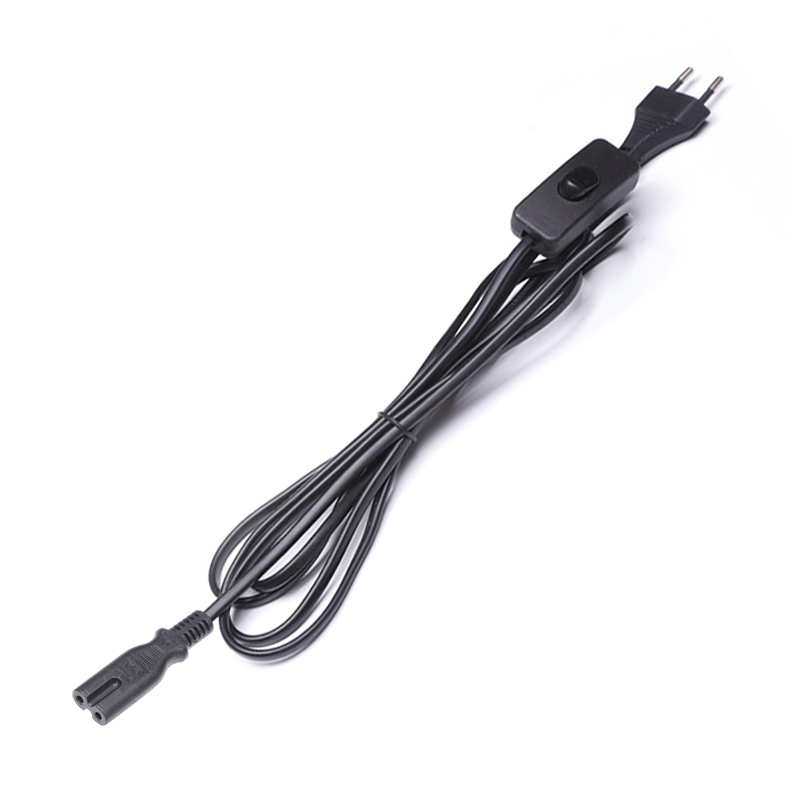 歐標兩芯扁頭帶303開關8字尾電源線